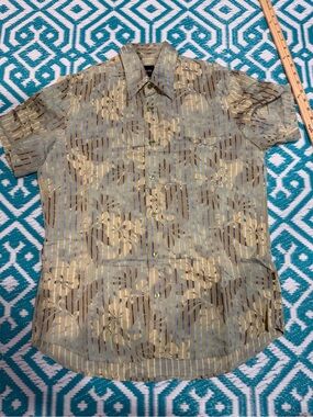 BOSS Hugo Boss Men’s Slim Fit Floral Striped Shirt Green Size M